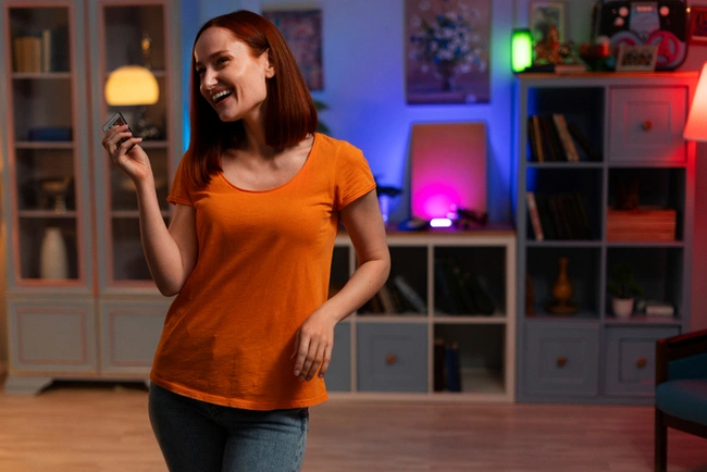 Adult learner practising a simple dance combination at home